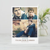 Moderne minimale Afstuderen 3 Fotoaankondiging Kaart (Staand voorkant)