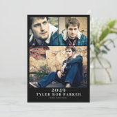 Moderne minimale Afstuderen 3 Fotoaankondiging Kaart (Staand voorkant)