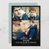 Moderne minimale Afstuderen 3 Fotoaankondiging Kaart (Voorkant / Achterkant)