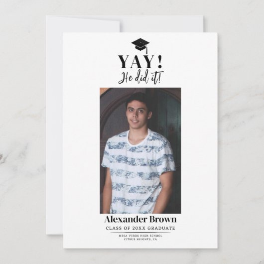 Moderne minimale Afstuderen foto aankondiging (Voorkant)