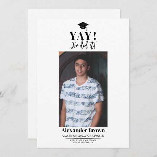 Moderne minimale Afstuderen foto aankondiging (Voorkant / Achterkant)