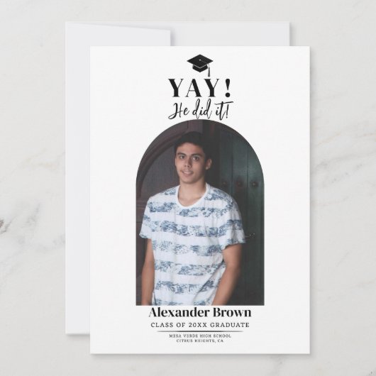 Moderne minimale Afstuderen foto aankondiging (Voorkant)