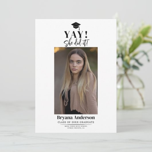 Moderne minimale Afstuderen foto aankondiging (Staand voorkant)