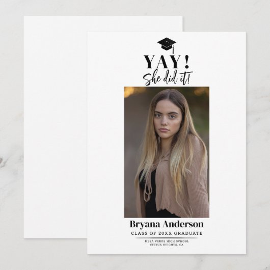 Moderne minimale Afstuderen foto aankondiging (Voorkant / Achterkant)