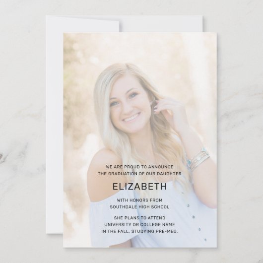 Moderne minimale Afstuderen foto van 2 boogstralen Aankondiging (Achterkant)