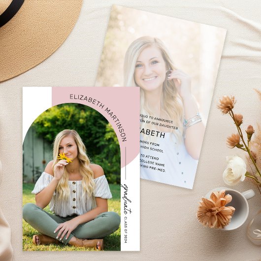 Moderne minimale Afstuderen foto van 2 boogstralen Aankondiging