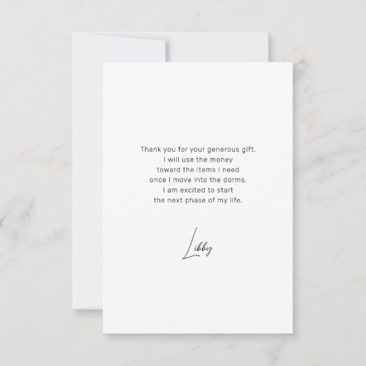 Moderne minimale Afstuderen foto van 2 boogstralen Bedankkaart (Achterkant)