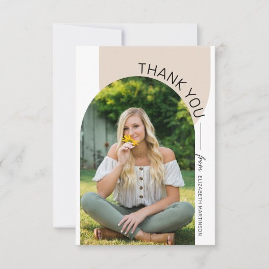 Moderne minimale Afstuderen foto van 2 boogstralen Bedankkaart (Voorkant)