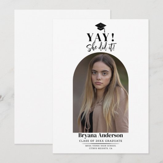 Moderne minimale Afstuderen koepel foto aankondigi Kaart (Voorkant / Achterkant)