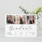 Moderne minimale Afstuderen voor 3 foto's Kaart (Staand voorkant)