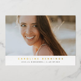 Moderne, minimale Afstuderen voor foto's Gold Folie Uitnodiging