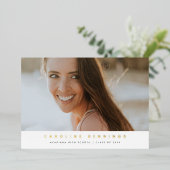 Moderne, minimale Afstuderen voor foto's Gold Folie Uitnodiging (Staand Voorkant)