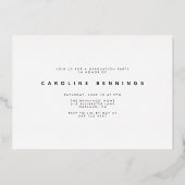 Moderne, minimale Afstuderen voor foto's Gold Folie Uitnodiging (Achterkant)