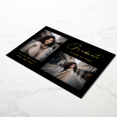 Moderne, minimale Afstuderen voor zwart-wit en Gol Folie Uitnodiging (Gedraaid)