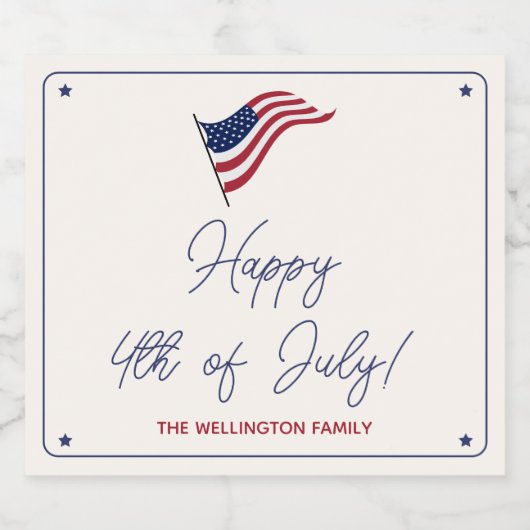 Moderne minimale Amerikaanse vlag op 4 juli Bier Etiket (Enkel label)