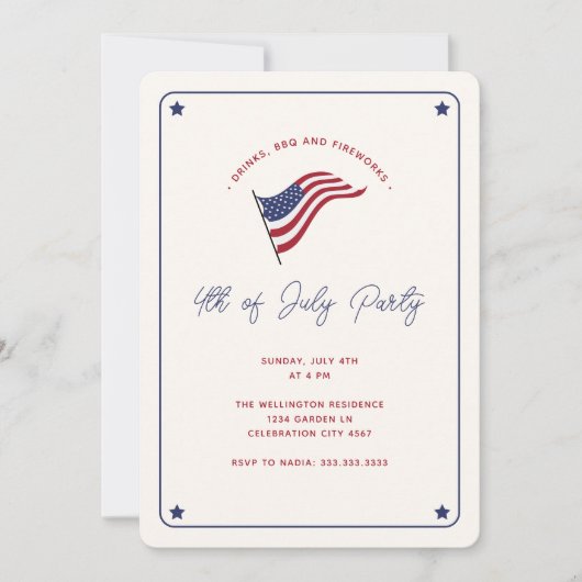 Moderne minimale Amerikaanse vlag op 4 juli Kaart (Voorkant)