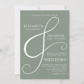 Moderne minimale ampersand Sage Green Wedding Kaart (Voorkant)