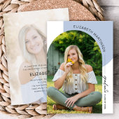 Moderne minimale Arch 2 Photo Blue Afstuderen Kaart