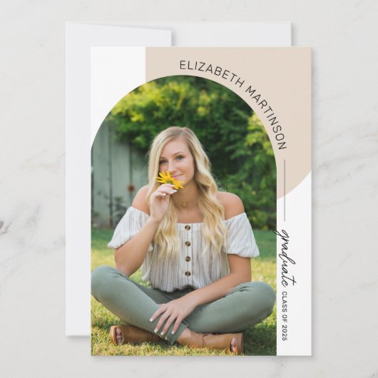 Moderne minimale Arch 2 Photo Tan Afstuderen Kaart (Voorkant)