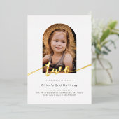 Moderne minimale Arch Foto 2e verjaardag Folie Uitnodiging (Staand Voorkant)