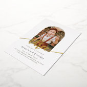 Moderne minimale Arch Foto 3rd Birthday Folie Uitnodiging (Gedraaid)