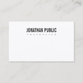 Moderne, minimale B&W Design Professional Plain Visitekaartje (Voorkant)