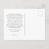 Moderne minimale Baby foto dank u script hart Aankondigingskaart (Achterkant)