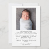 Moderne minimale Baby foto dank u script hart Bedankkaart (Achterkant)