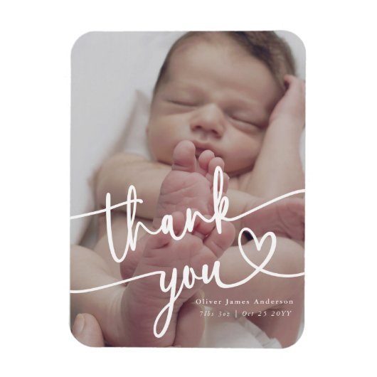 Moderne minimale Baby foto dank u script hart Magneet (Verticaal)