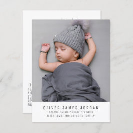 Moderne minimale baby jongen geboorte aankondiging briefkaart