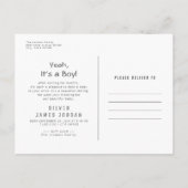 Moderne minimale baby jongen geboorte aankondiging briefkaart (Achterkant)