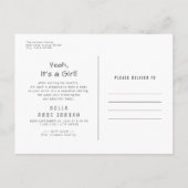 Moderne minimale baby meisje geboorte aankondiging briefkaart (Achterkant)