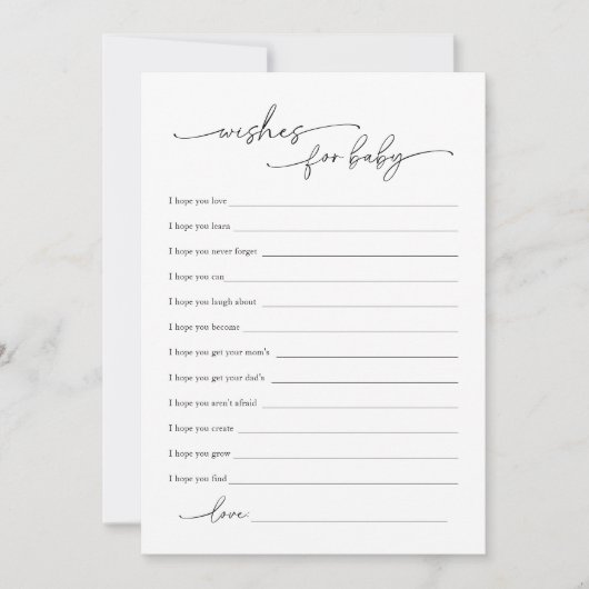 Moderne minimale Baby shower wensen voor Baby Kaar Kaart (Voorkant)