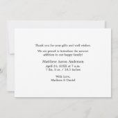 Moderne, minimale Baby voor eenvoudige liefdesBeda Bedankkaart (Achterkant)