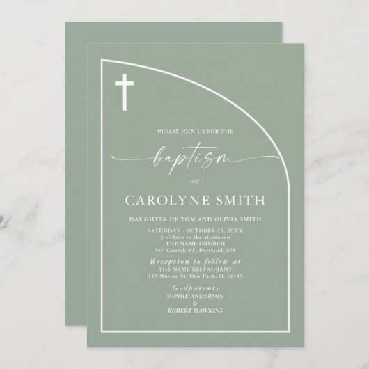 Moderne minimale baptisme viering Baptisme Invitat Kaart (Voorkant / Achterkant)