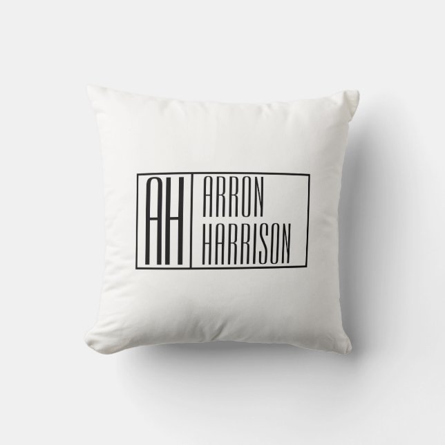 Moderne Minimale Beginletters & Naam Logo Kussen (Voorkant)