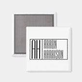 Moderne Minimale Beginletters & Naam Logo Magneet (Voorkant / Achterkant)