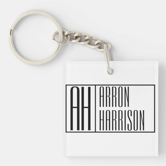 Moderne Minimale Beginletters & Naam Logo Sleutelhanger (Voorkant)
