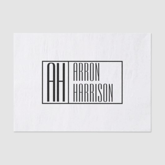Moderne Minimale Beginletters & Naam Logo Tissuepapier (Voorkant)