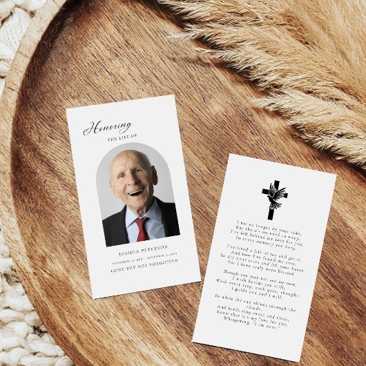 Moderne minimale begrafenis gedenkteken Fotokaart Visitekaartje