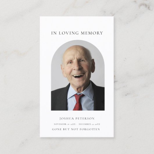 Moderne minimale begrafenis gedenkteken Fotokaart Visitekaartje (Voorkant)