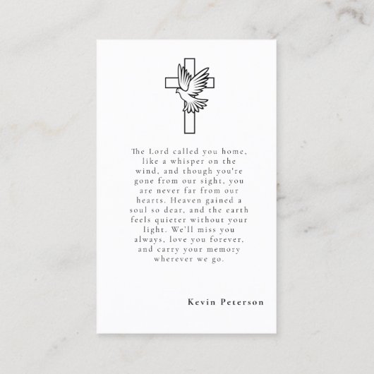 Moderne minimale begrafenis gedenkteken Fotokaart Visitekaartje (Achterkant)