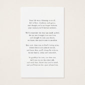 Moderne minimale begrafenisherdenkingsfoto Kaart P (Achterkant)