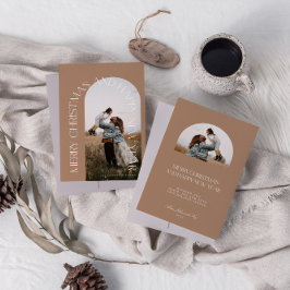 Moderne minimale beige Arch 2 Foto voor kerst Feestdagenkaart