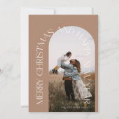 Moderne minimale beige Arch 2 Foto voor kerst Feestdagenkaart (Voorkant)