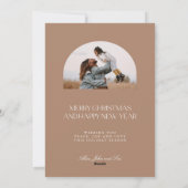 Moderne minimale beige Arch 2 Foto voor kerst Feestdagenkaart (Achterkant)