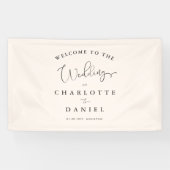 Moderne, minimale, beige bruiloft spandoek (Horizontaal)