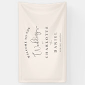 Moderne, minimale, beige bruiloft spandoek (Verticaal)