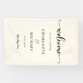 Moderne, minimale, beige, bruiloft welkom spandoek (Horizontaal)