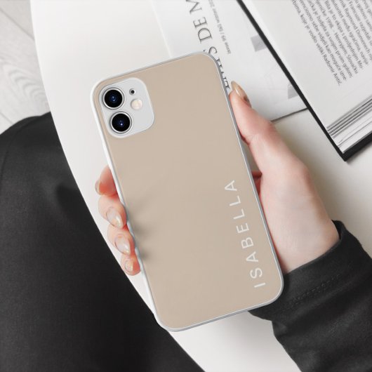 Moderne minimale beige gepersonaliseerde naam Case-Mate iPhone case